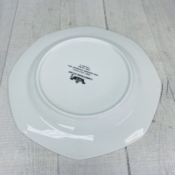 Christopher Stuart SOUTHWEST Green Blue Coral Rim White China Salad Plates Set 5 - Picture 5 of 16